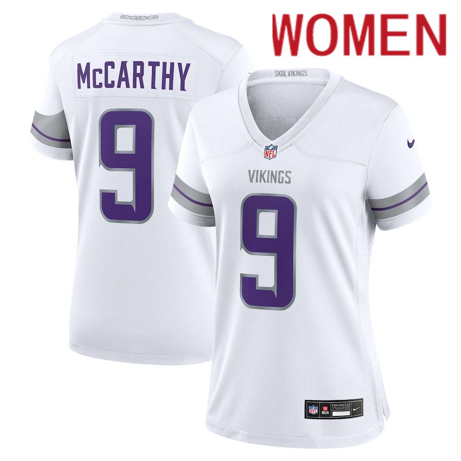 Women Minnesota Vikings #9 J.J. McCarthy Nike White Alternate Game Player NFL Jersey->minnesota vikings->NFL Jersey